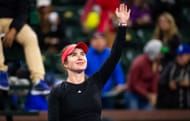 Elina Svitolina of Ukraine celebrates defeating Jessica Pegula of the United States in the fourth round on Day 7 of the BNP Paribas Open - Source: Getty
