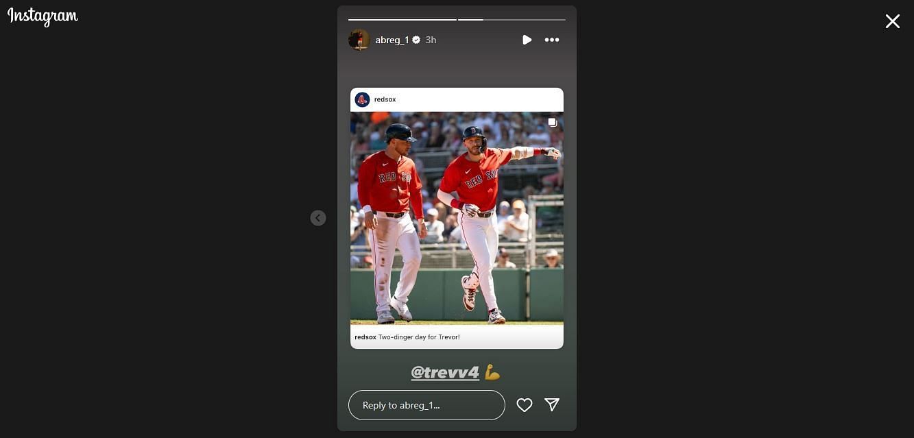 Alex Bregman reacts to Trevor Story&#039;s gigantic homers (Source: IG/@abreg_1)