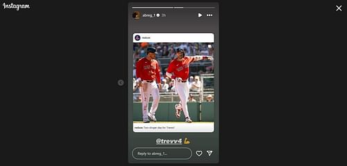 Alex Bregman reacts to Trevor Story's gigantic homers (Source: IG/@abreg_1)