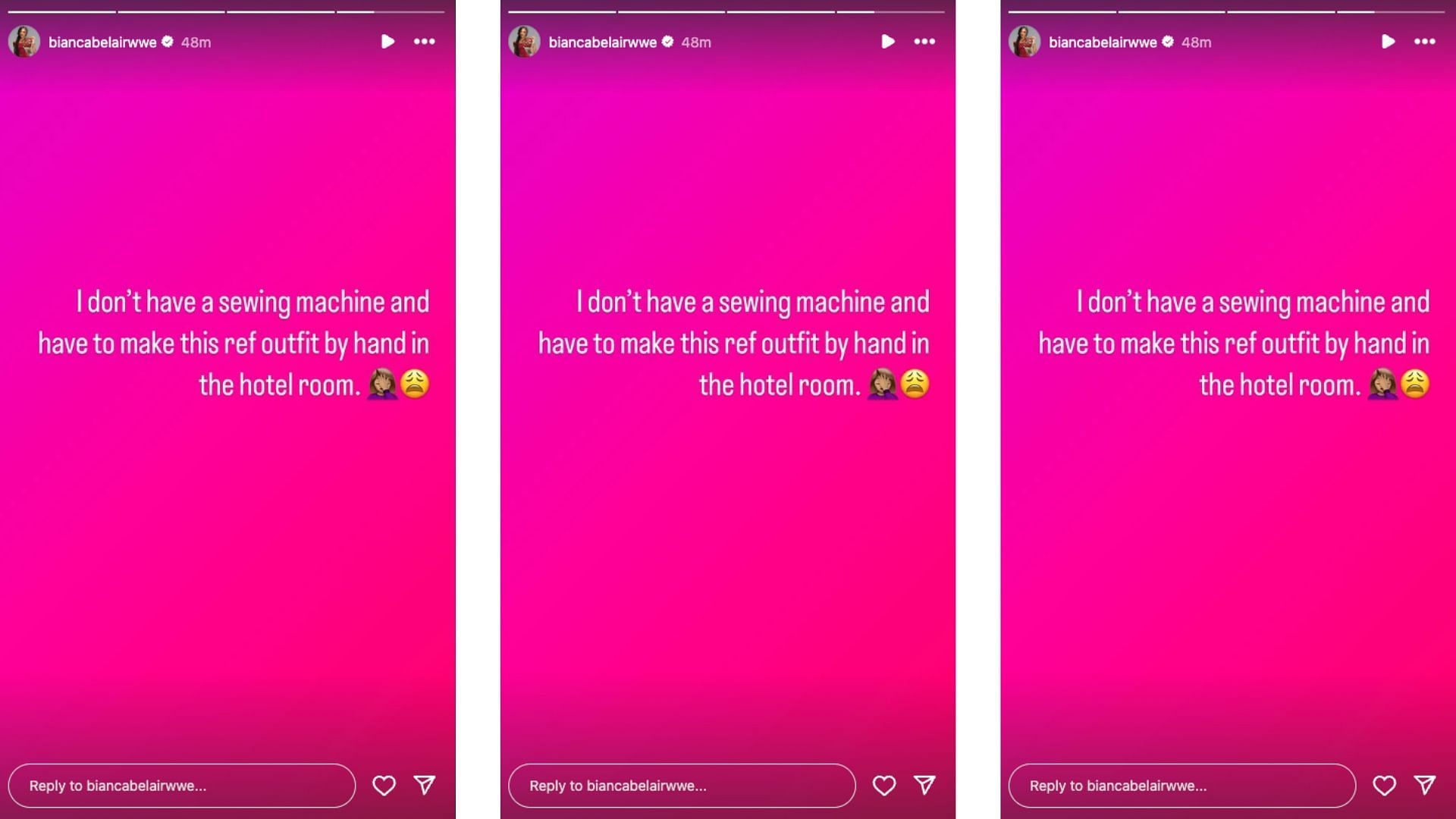 Belair revealed a major issue ahead of RAW. [Image credit: Screenshot of Bianca Belair&#039;s Instagram story]
