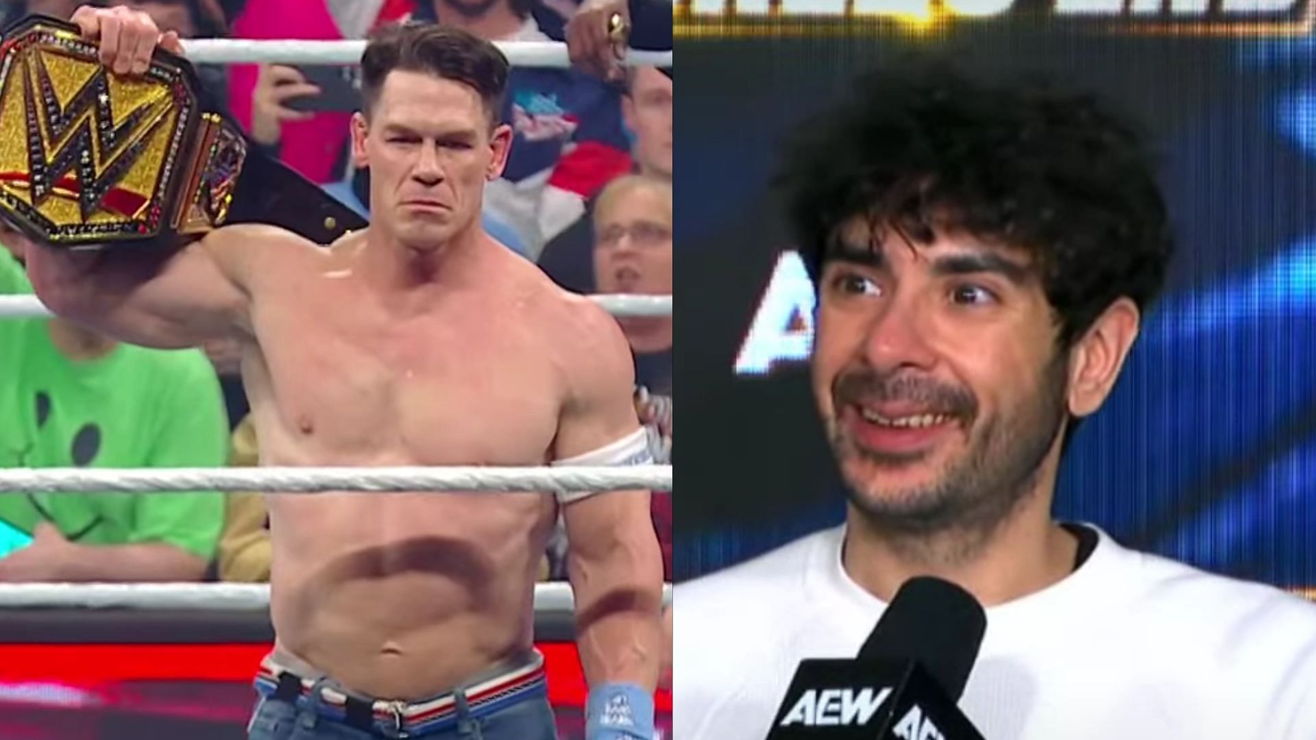 John Cena (Left) and Tony Khan (Right) (Image via AEW YouTube and WWE YouTube) 