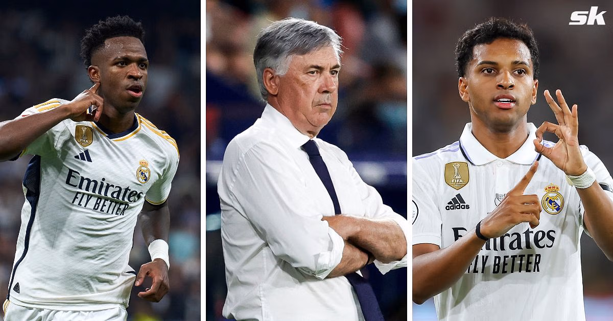 L to R: Vinicius Jr, Carlo Ancelotti, Rodrygo (All images sourced from Getty)