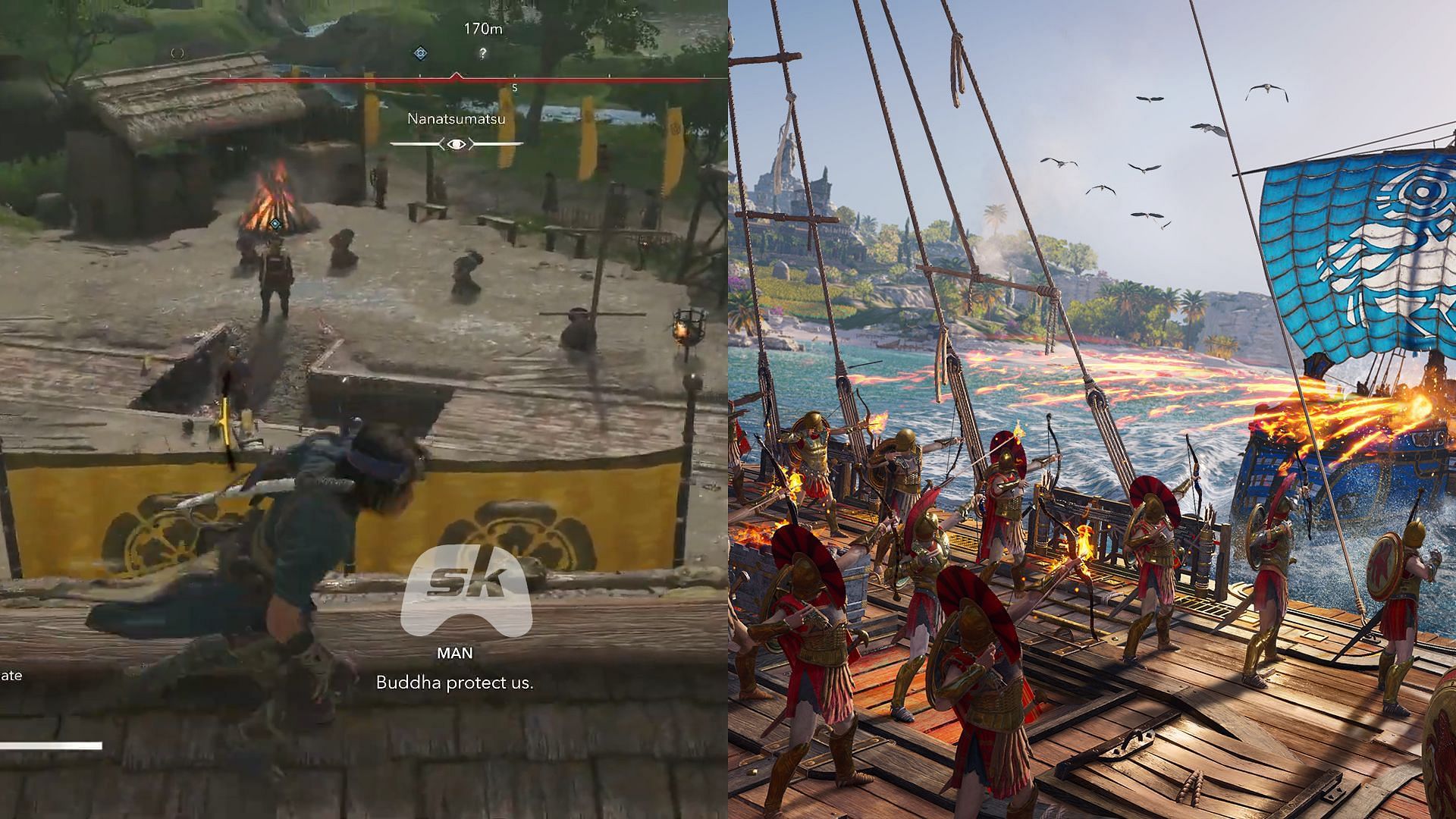 Glimpses from the AC titles (Image via Sportskeeda Gaming || Ubisoft)