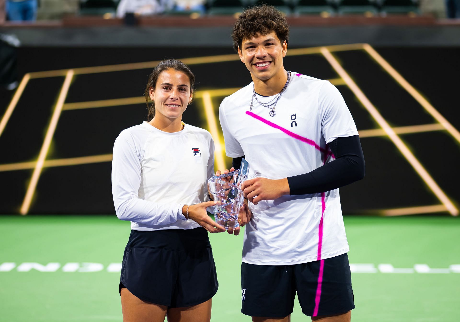 Ben Shelton pictured with Emma Navarro (L) at Eisenhower Cup 2024 in Indian Wells - Image Source: Getty