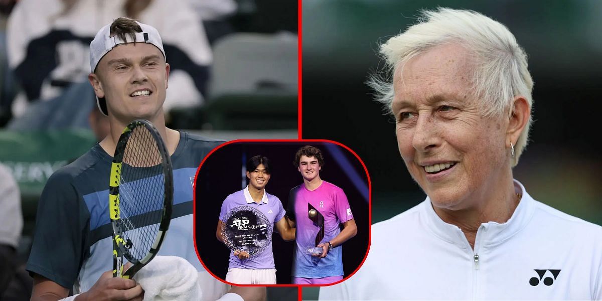 Holger Rune (L), Leaner Tien &amp; Joao Fonseca (inset), Martina Navratilova (R) | Getty