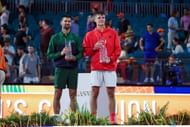 Novak Djokovic and Jakub Mensik at the Miami Open 2025. (Photo: Getty)