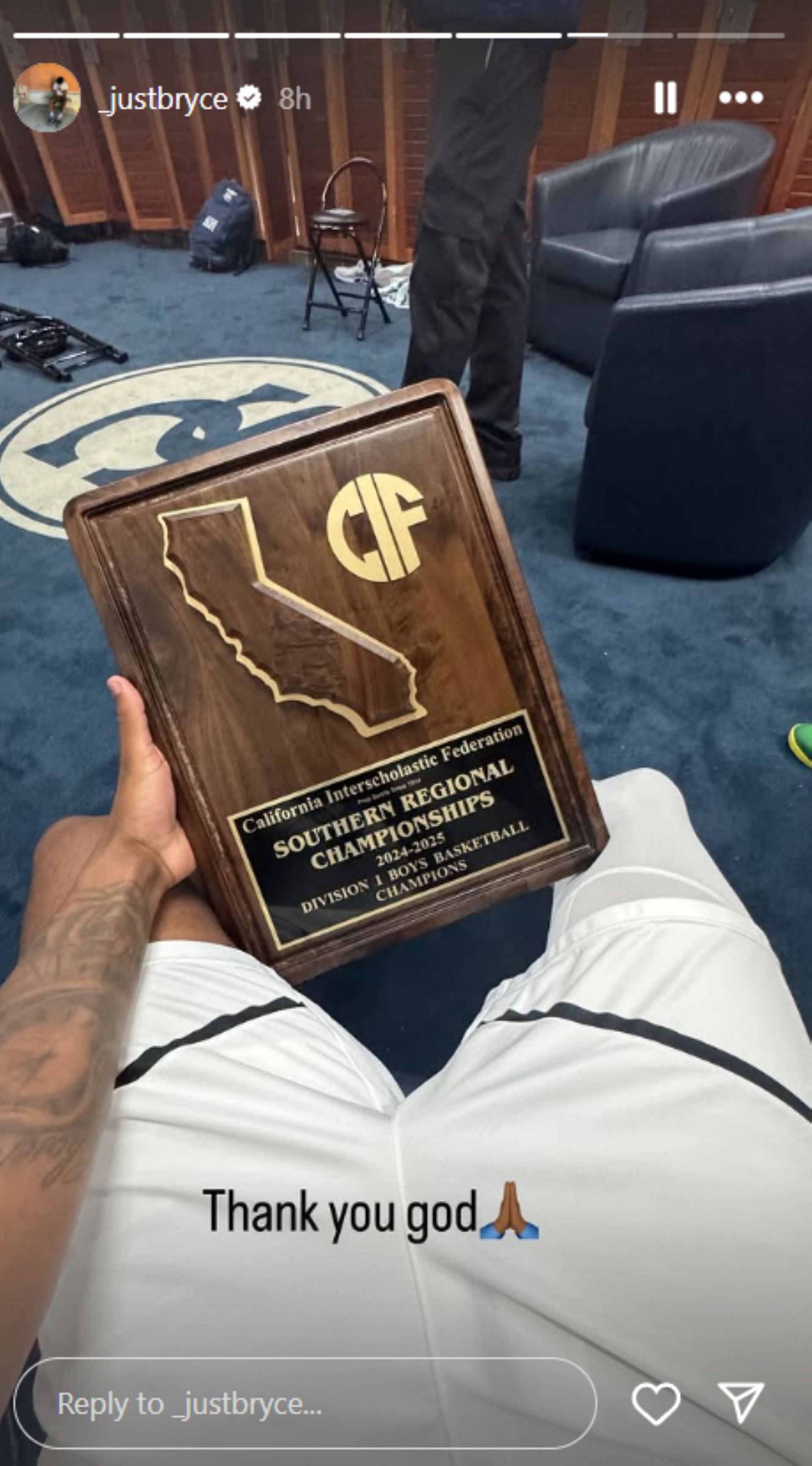 Bryce James shares 3-word reaction after winning Regional Final trophy (Image: IG/ Bryce James)