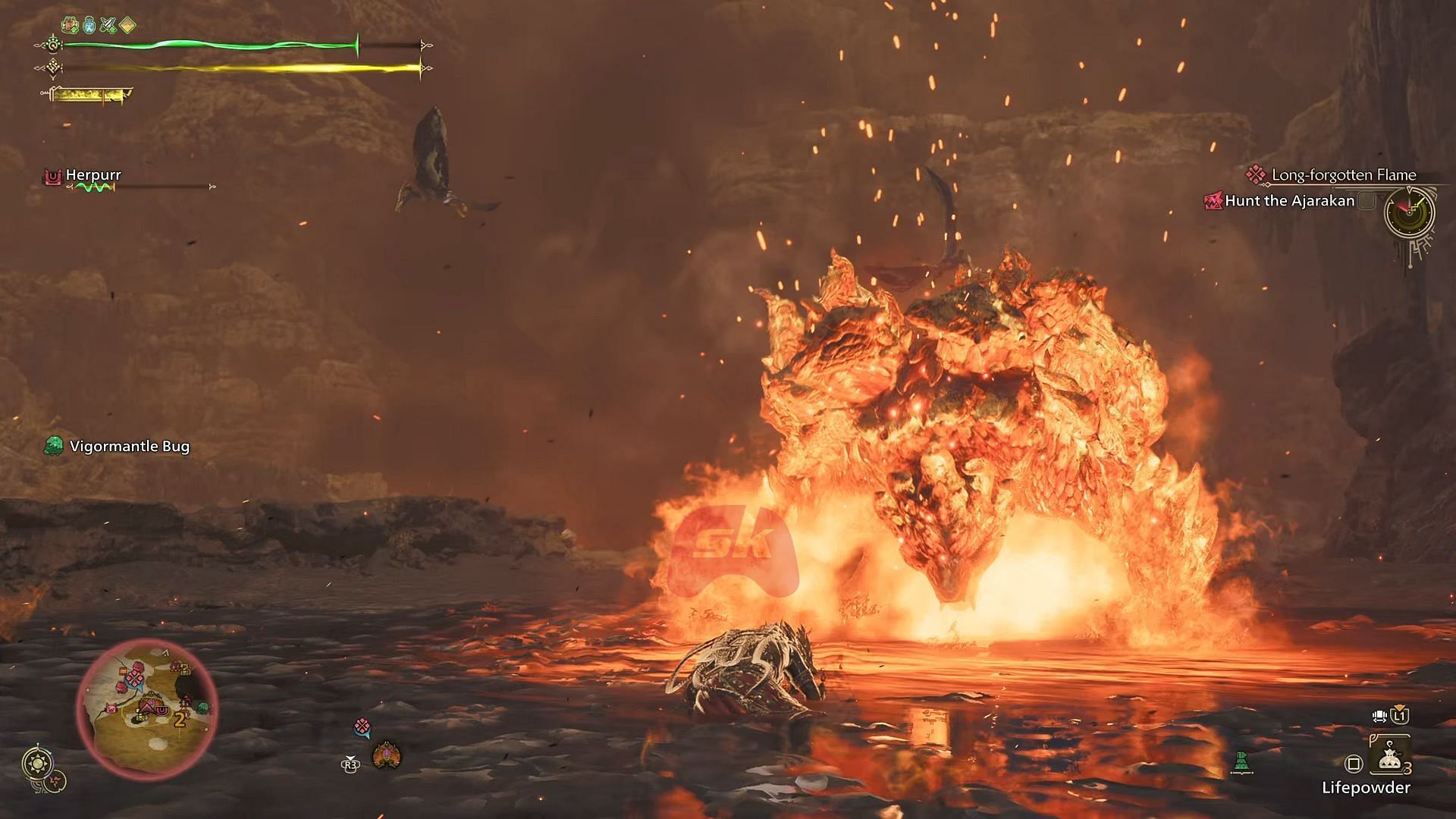 Ajarakan in fire rage mode (Image via Sportskeeda Gaming || Capcom)