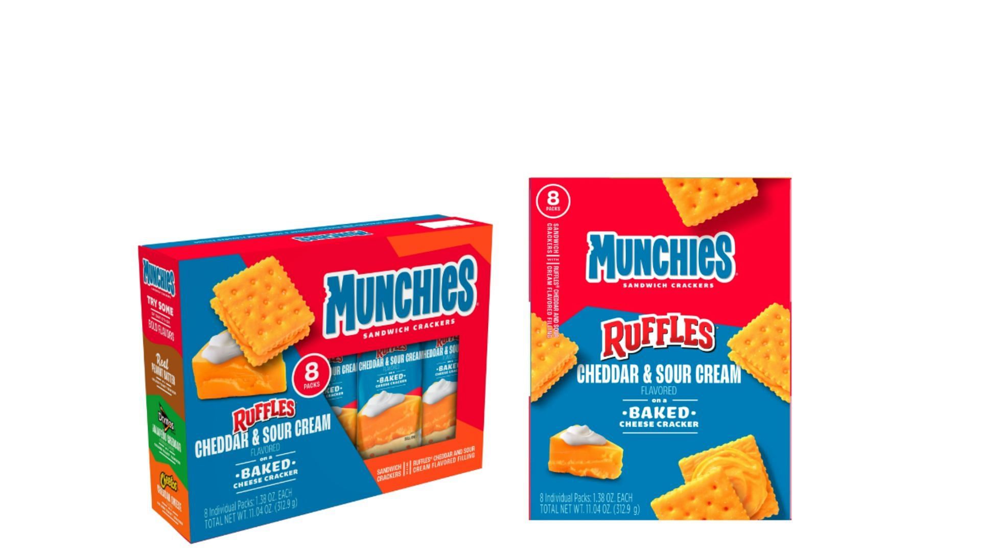 Ruffles X Munchies Cheddar &amp; Sour Cream Flavored Sandwich Crackers (Image via Walmart)