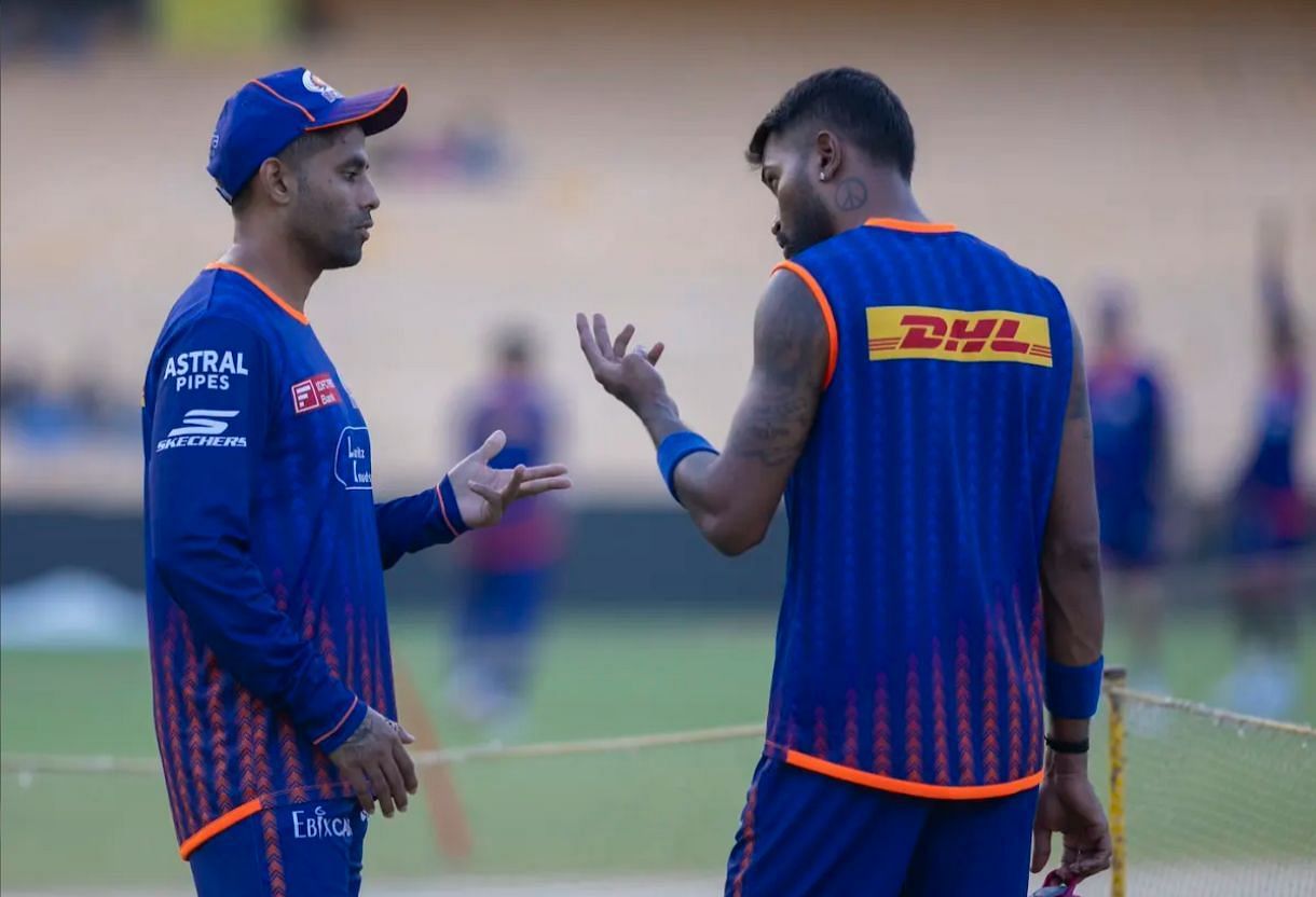 Suryakumar Yadav and Hardik Pandya during practice [Getty Images]