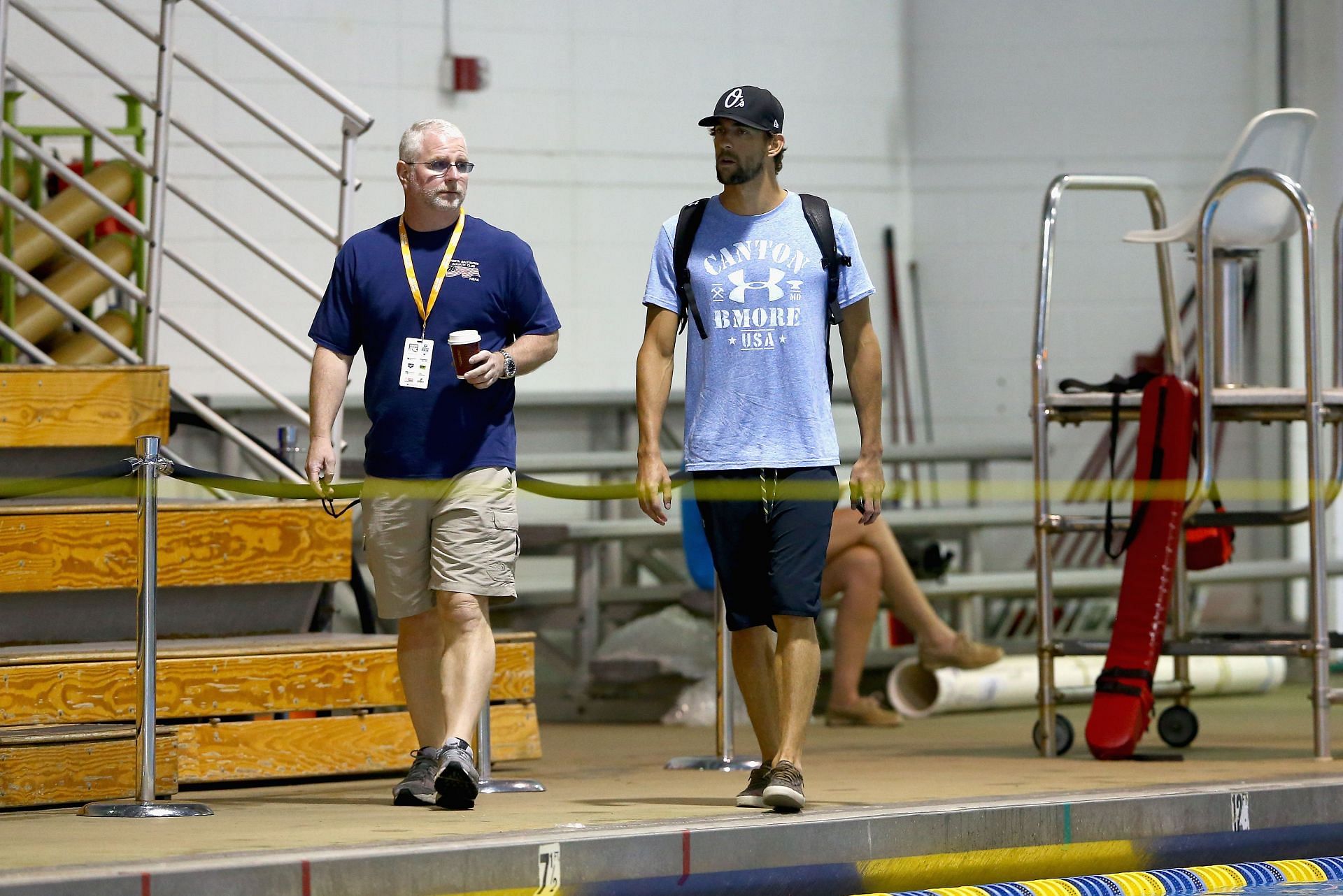 Bob Bowman and Michael Phelps at the Arena Grand Prix at Charlotte - Previews - Source: Getty