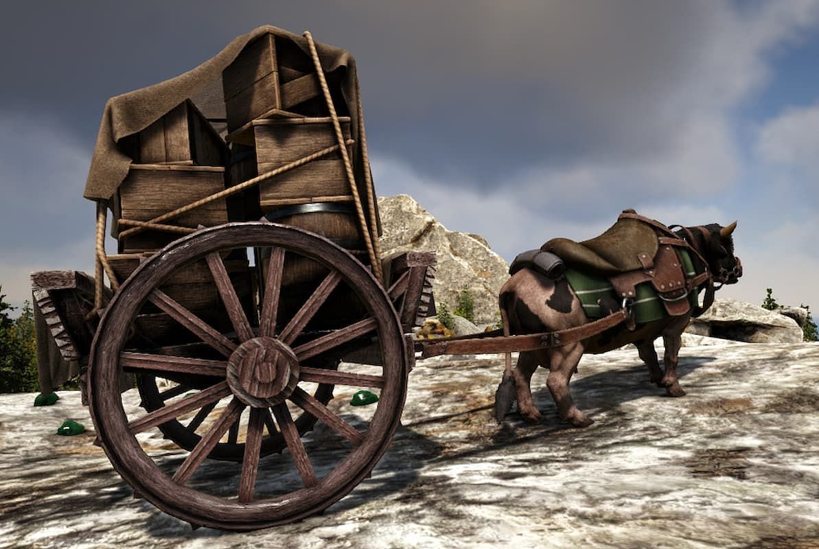 The Bull-driven cart in ATLAS, the inspiration behind the idea (Image via Grapeshot Games)