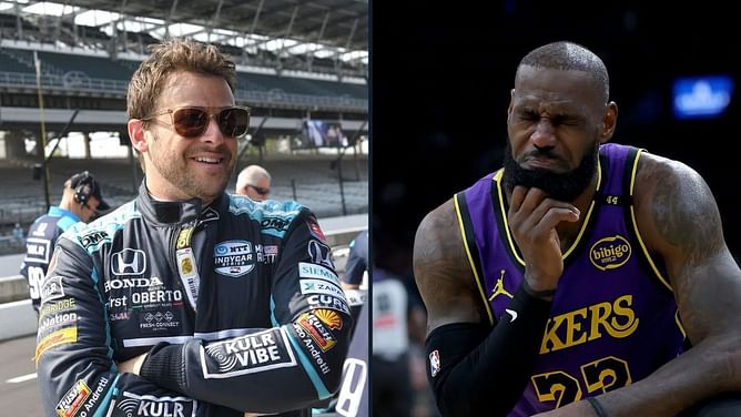 $20M-rich Marco Andretti reacts to LeBron James' comical flop during Lakers' loss to Celtics