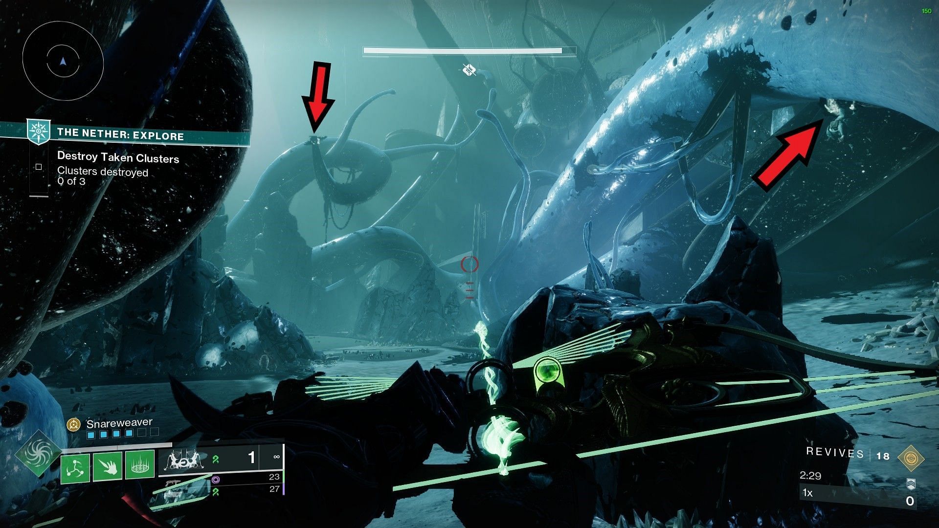 Second and third Blights in the deeper section of the Mausoleum (Image via Bungie)