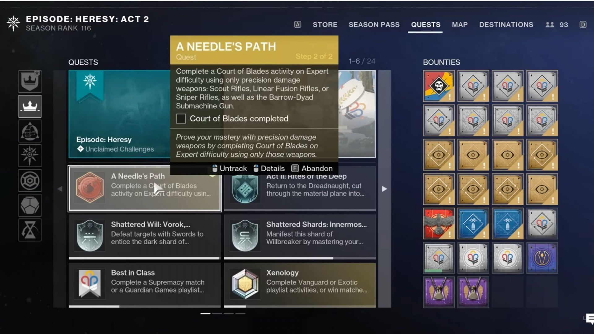 A Needle Path quest for the first Catalyst of Barrow-Dyad (Image via Bungie)