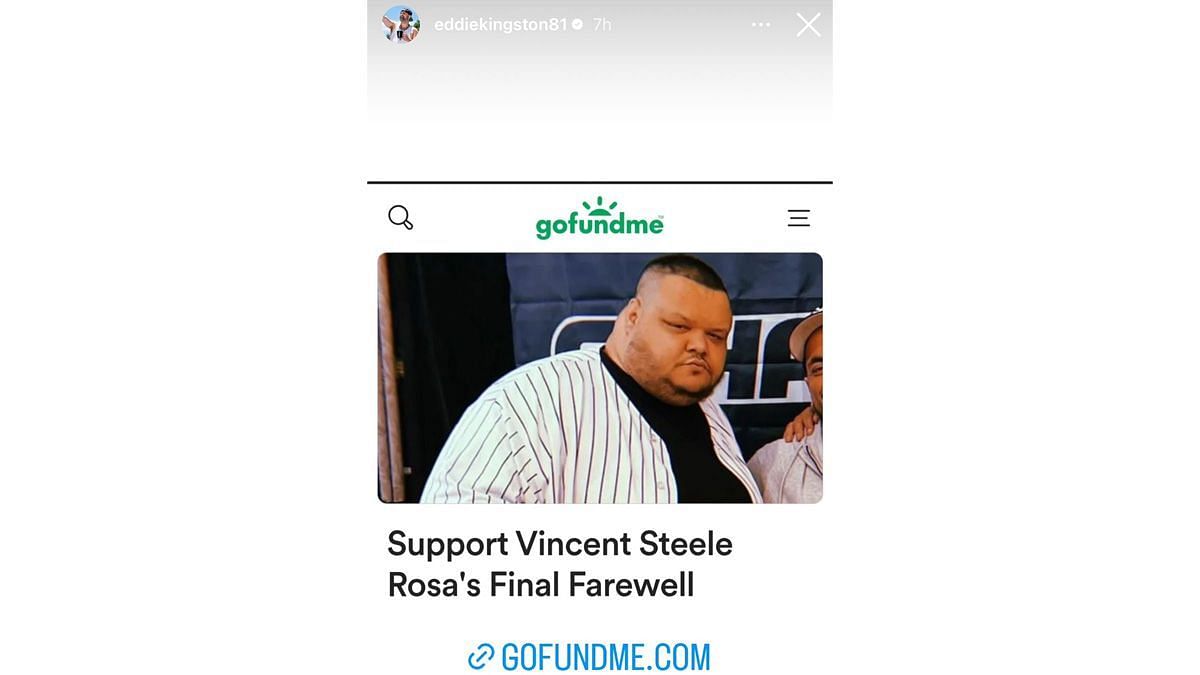 Eddie Kingston sharing Vincent Steele&#039;s GoFundMe campaign (Image via Kingston&#039;s Instagram)