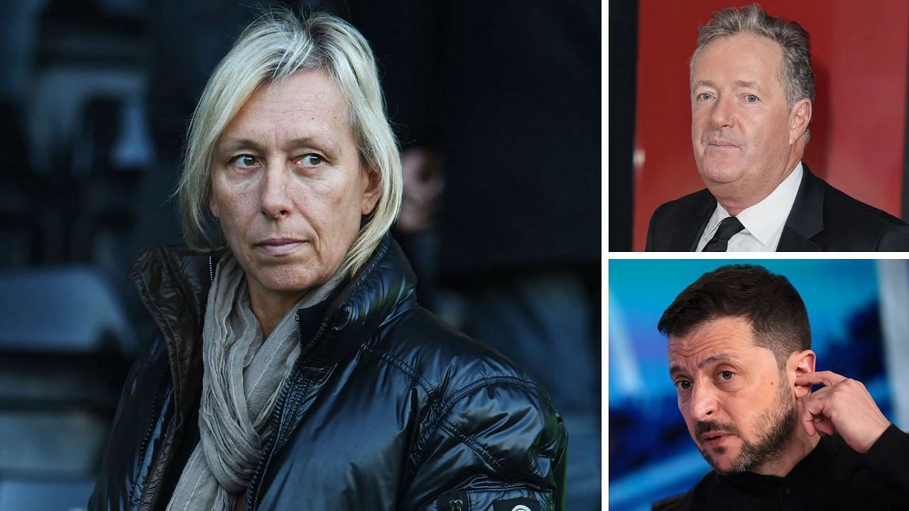 Martina Navratilova, Piers Morgan &amp; Volodymyr Zelenskyy (Source: Getty)