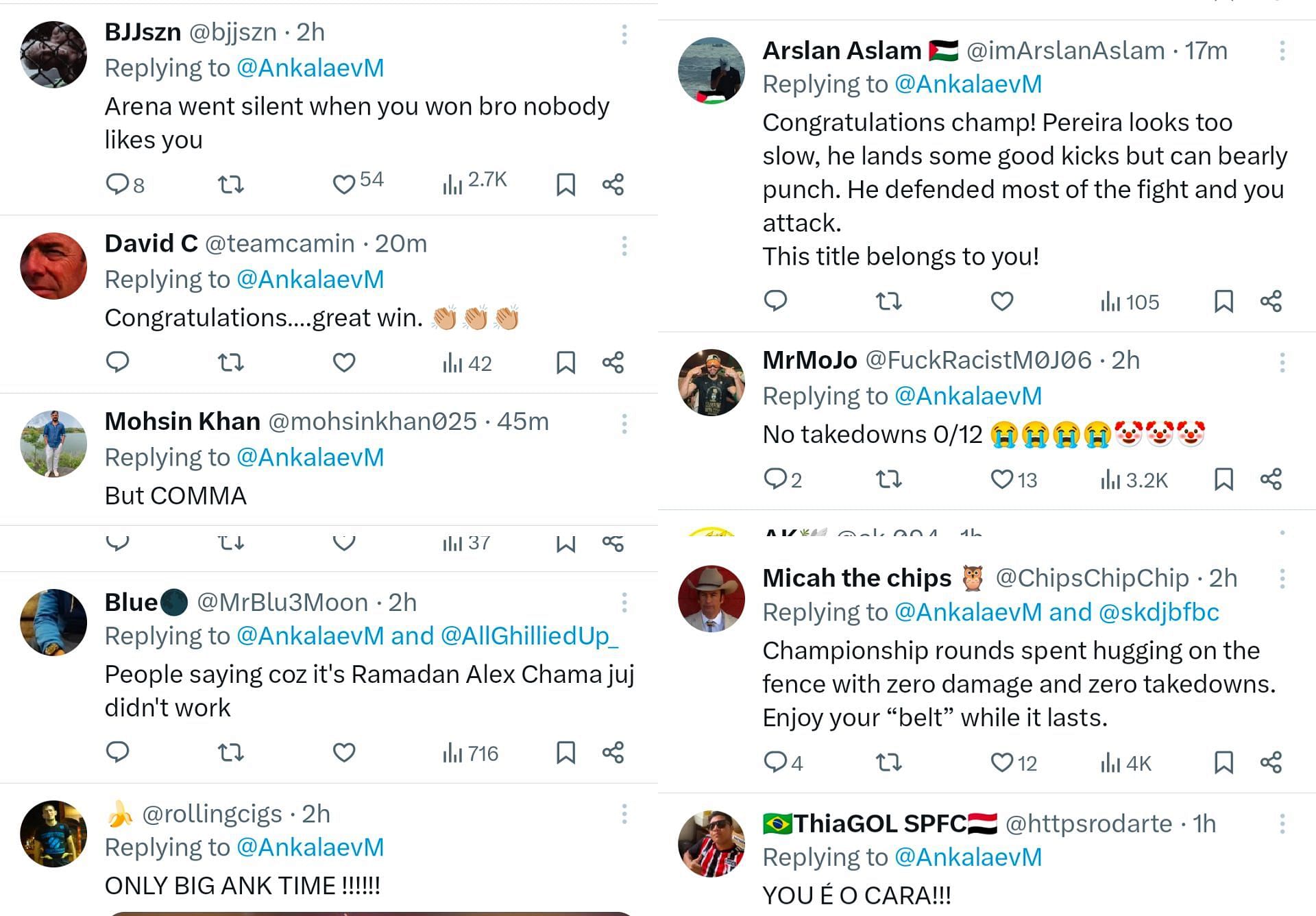 Fan reactions. [Screenshots courtesy: @AnkalaevM on X]