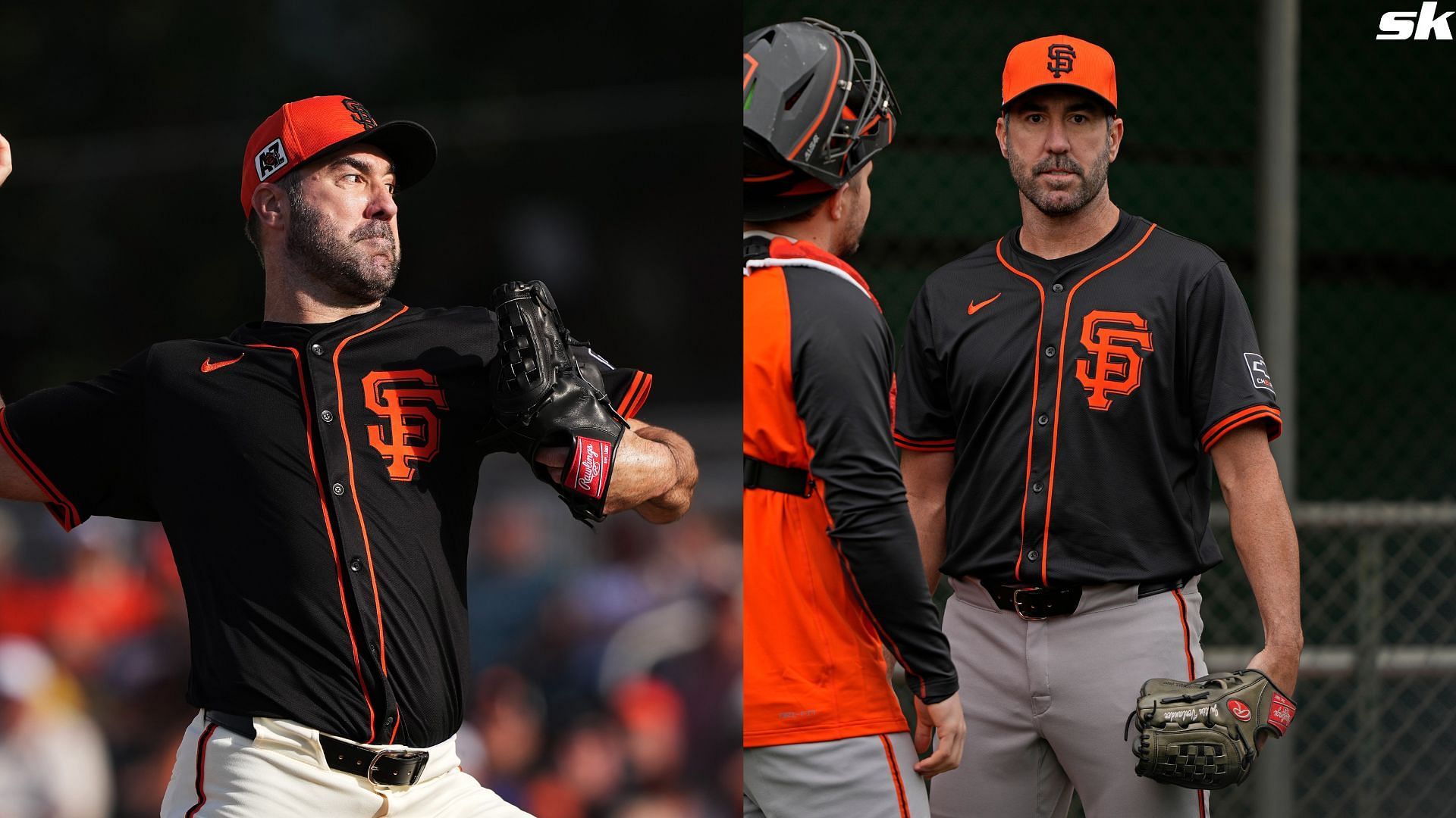 Justin Verlander of the San Francisco Giants pitches against the Athletics during a spring training game at Scottsdale Stadium (Source: Getty)