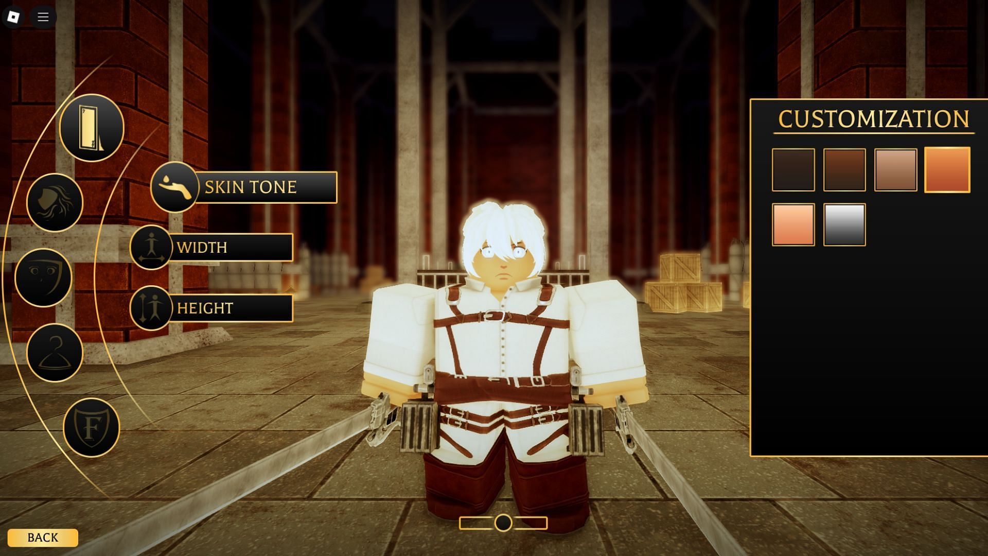 Customize your character in Attack on Titan Revolution (Image via Roblox)