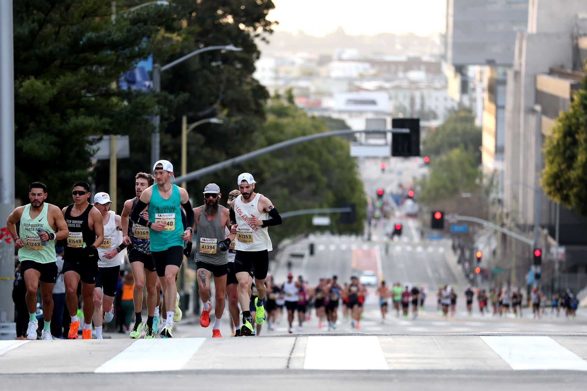 Runners compete in the 2025 Los Angeles Marathon. (Photo by Luke Hales/Getty Images)