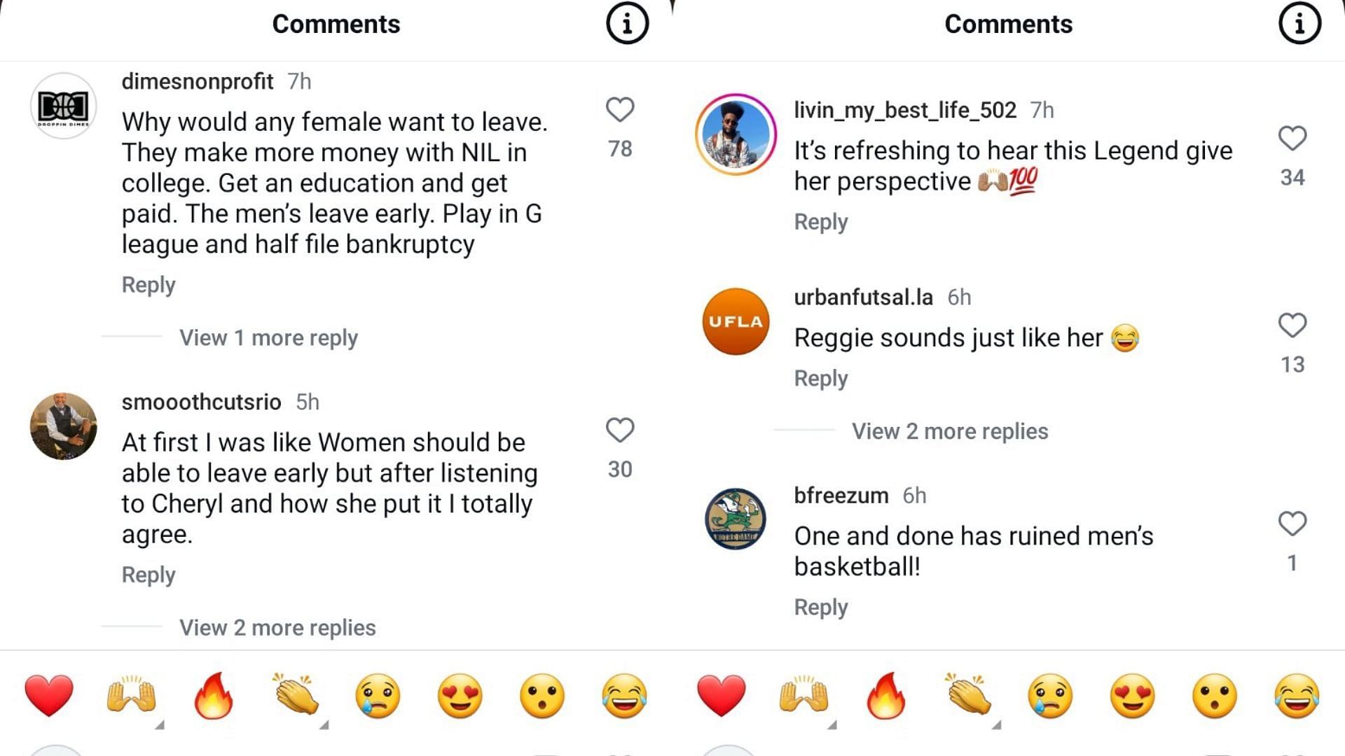 Fans took to Instagram to support Cheryl Miller&#039;s stance on female basketball players staying in college instead of moving to the WNBA early. Source: Instagram/@allthesmoke