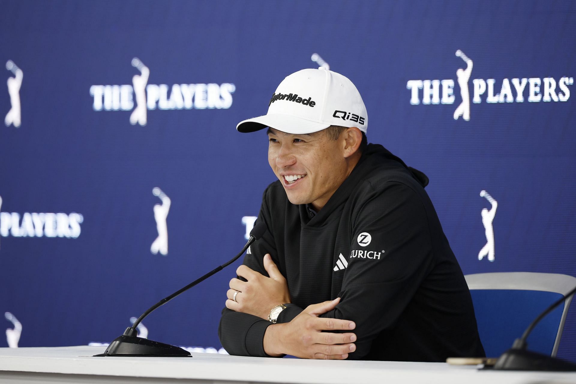 Collin Morikawa speaking to the media ahead of THE PLAYERS Championship 2025 (via Getty)