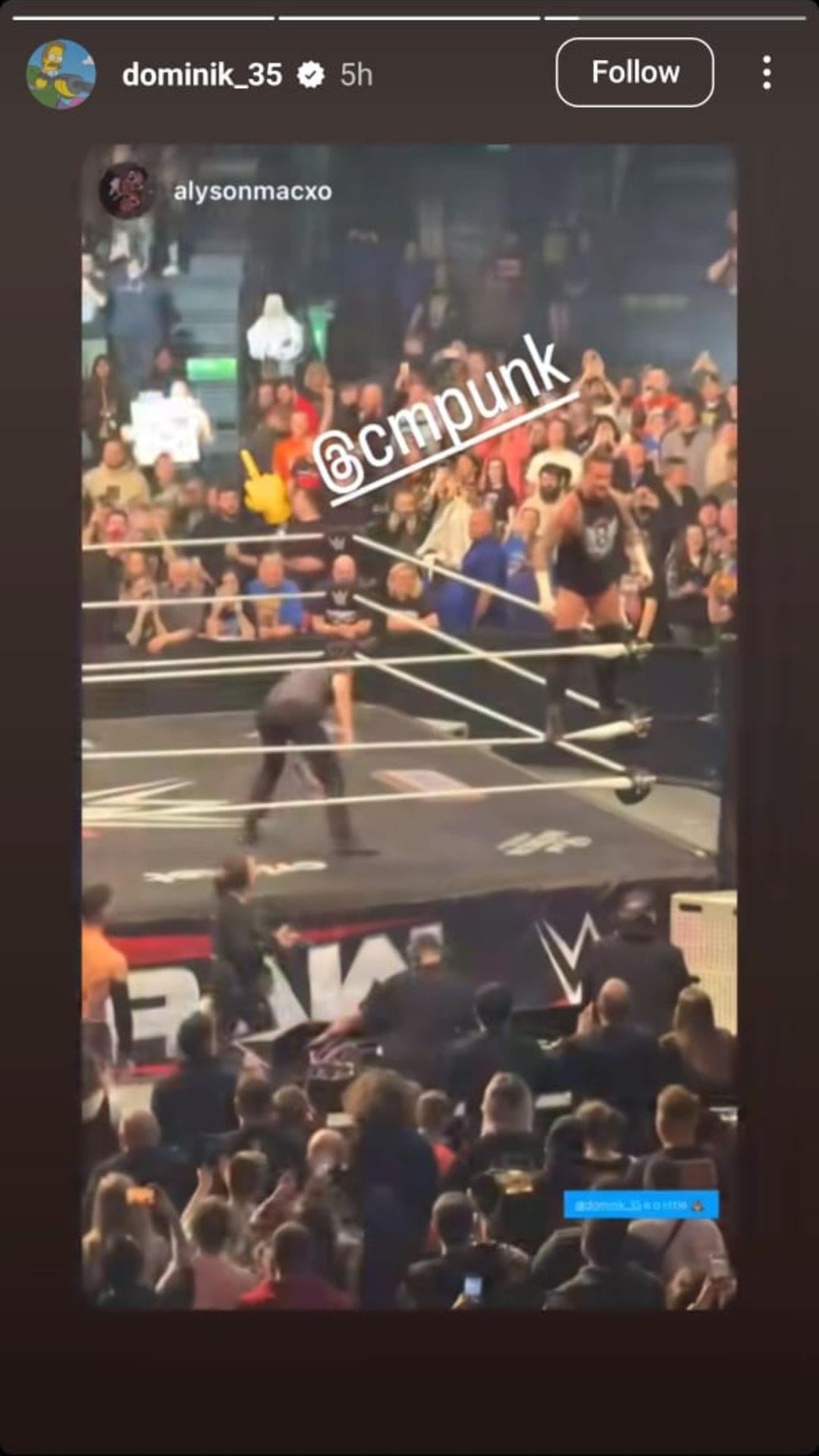 27-year-old WWE star shows CM Punk the middle finger after RAW in Glasgow