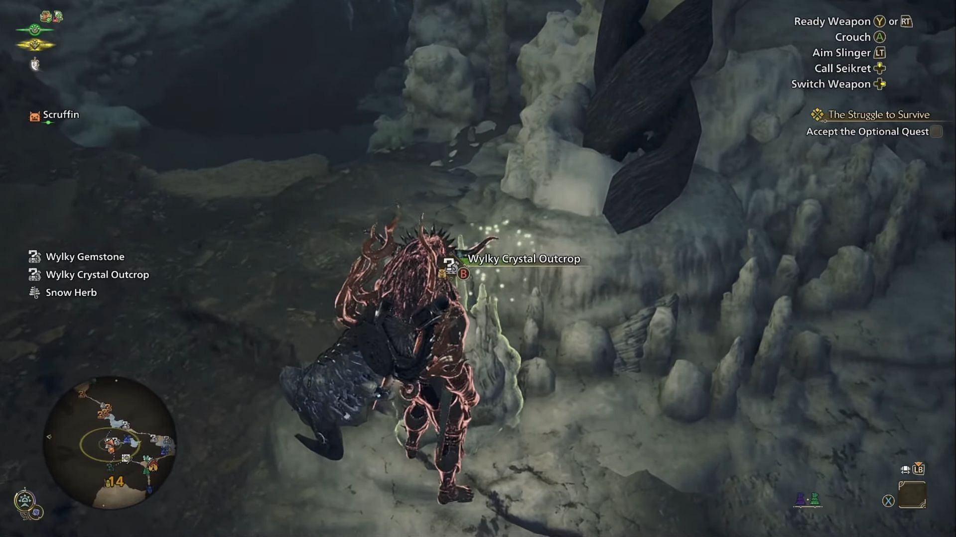 The Wylky Crystal outcrop (Image via Capcom || YouTube/@Ape Knight Gaming)