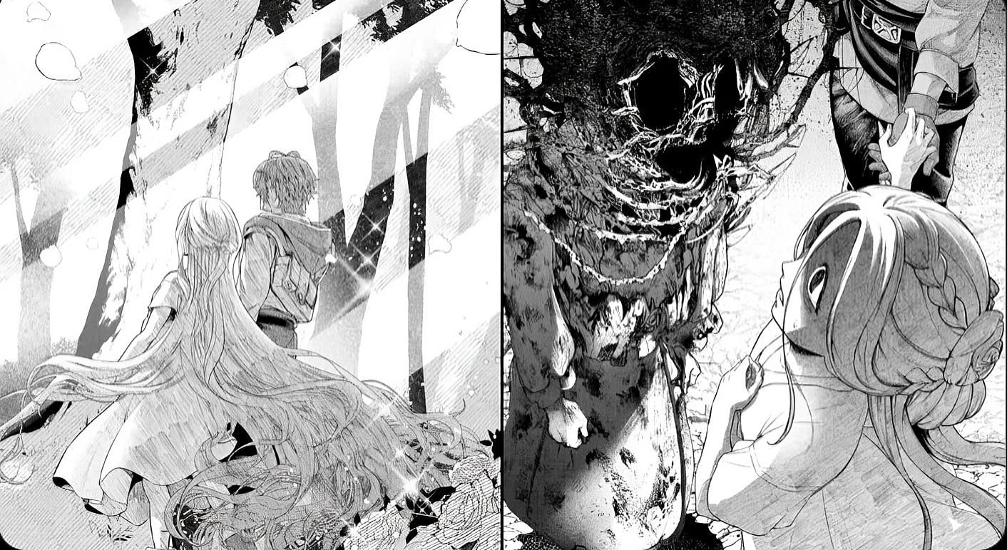 Panels of the first chapter of M&auml;rchen Crown (Image via Shueisha).