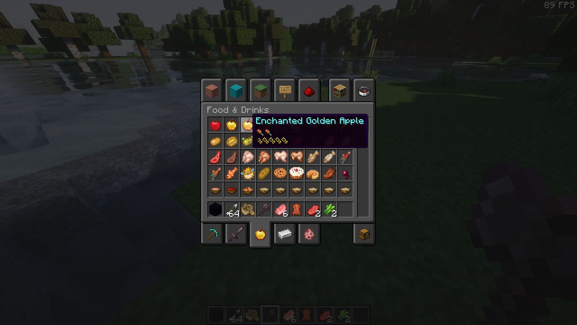 AppleSkin can show important details about each food item (Image via Sportskeeda Gaming/Mojang Studios)