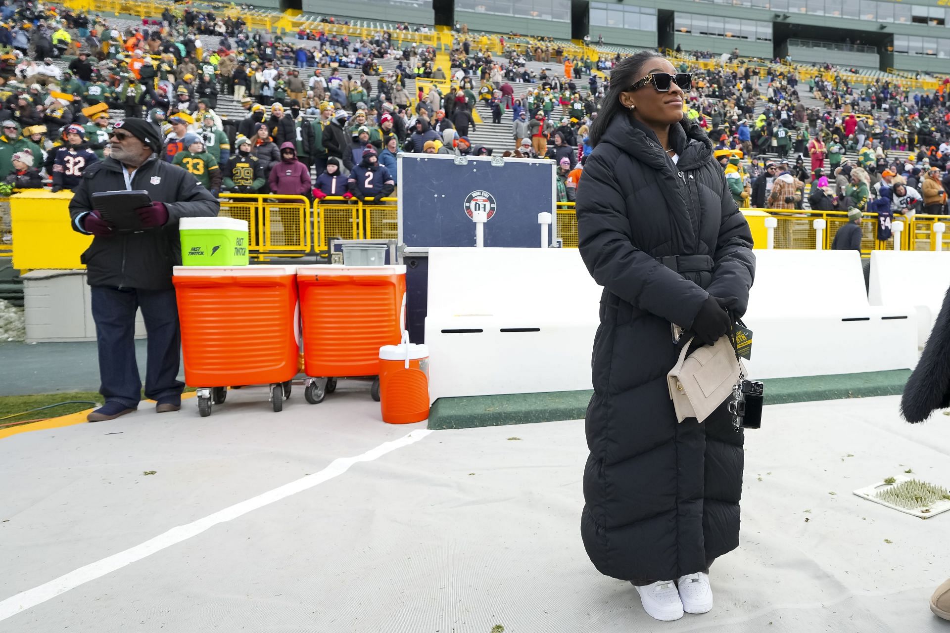 Simone Biles at the Chicago Bears vs the Green Bay Packers - Source: Getty