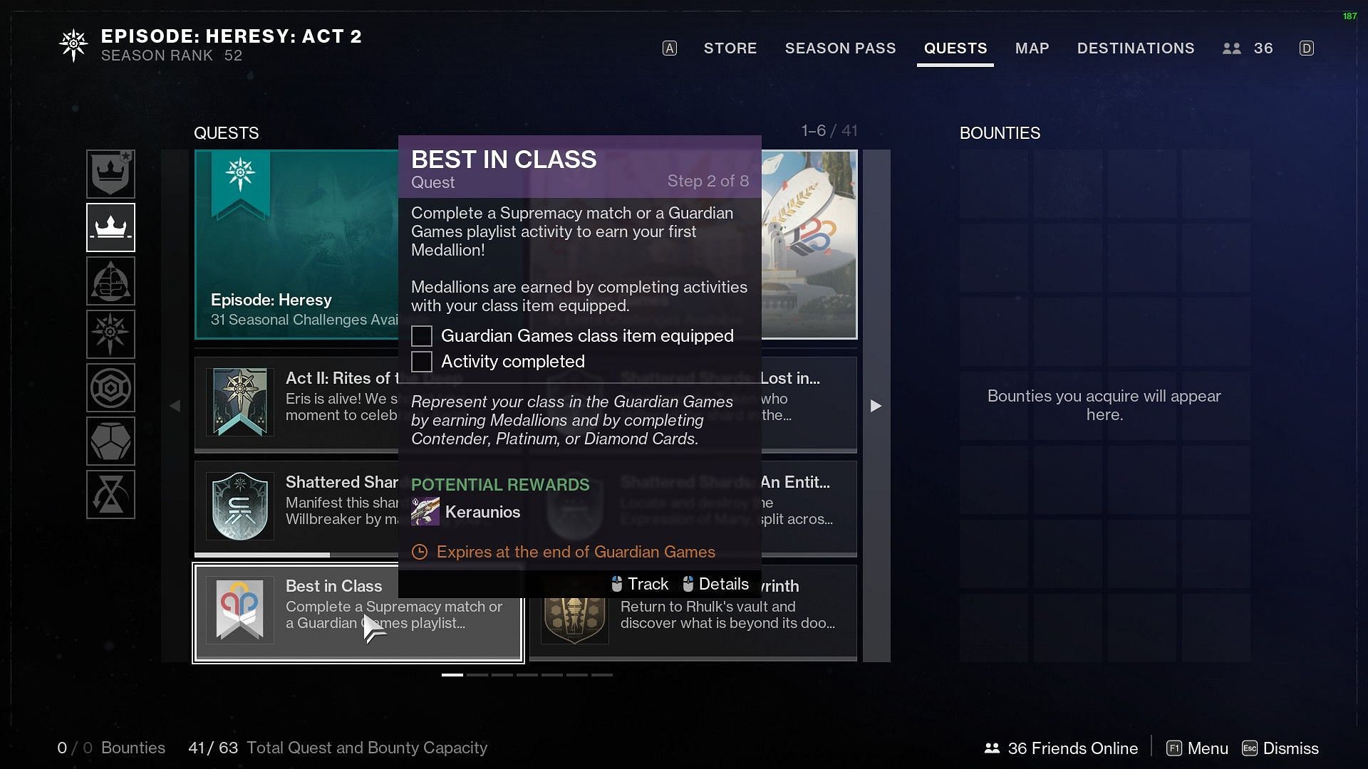 Best in Class quest in Destiny 2 (Image via Bungie)