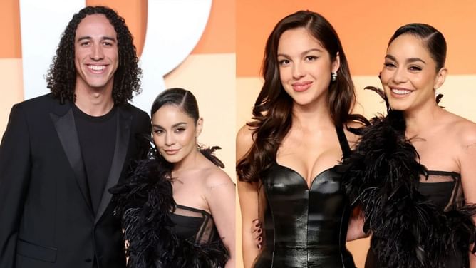 Cole Tucker's wife Vanessa Hudgens & Olivia Rodrigo turn heads in coordinated black attire at Vanity Fair Oscar party