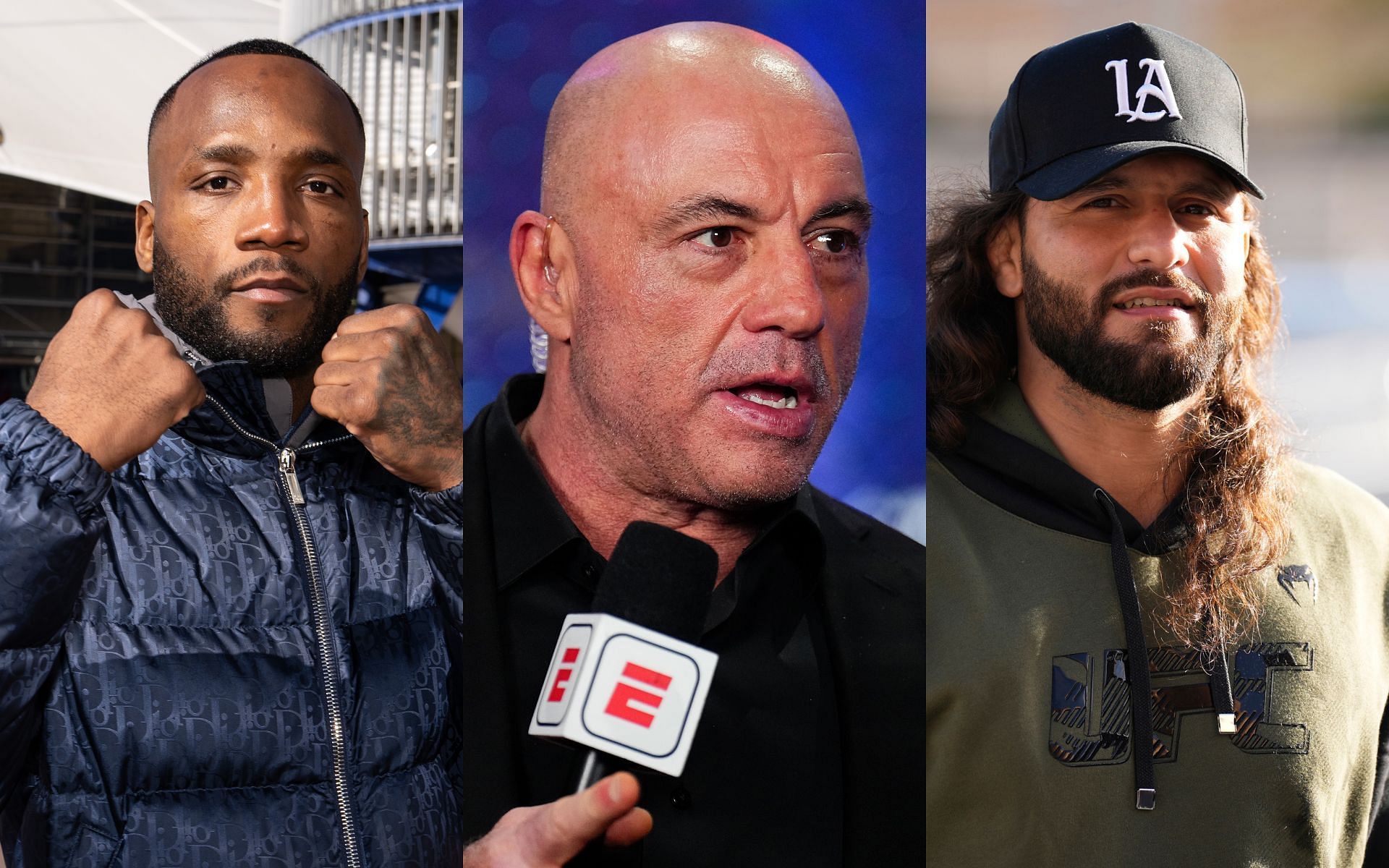 Joe Rogan (middle) once discussed the feud between Leon Edwards (left) and Jorge Masvidal (right) [Images courtesy: Getty Images]