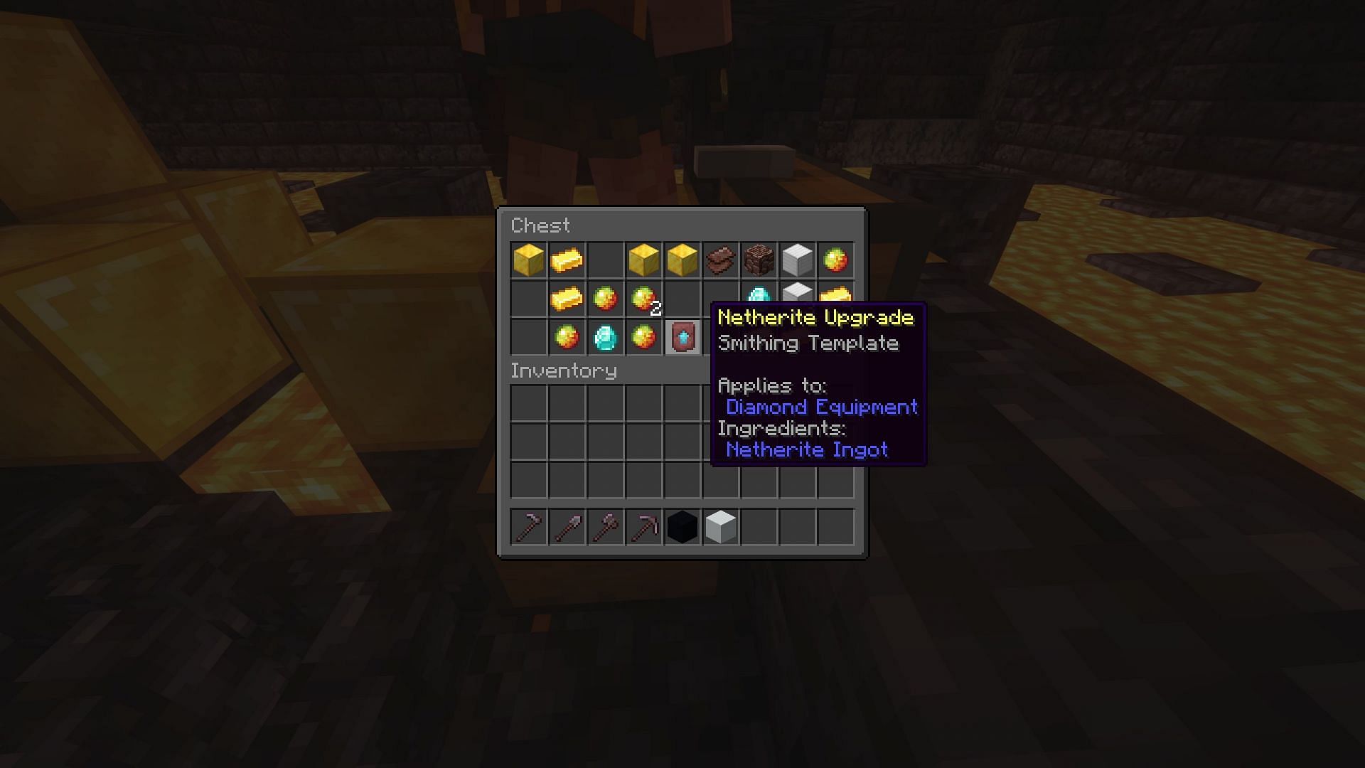 Netherite upgrade smithing template is a necessary item to upgrade to netherite gear (Image via Sportskeeda Gaming/Mojang Studios)