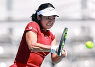 Alexandra Eala of the Philippines returns a shot during day two of the Miami open - Source: Getty