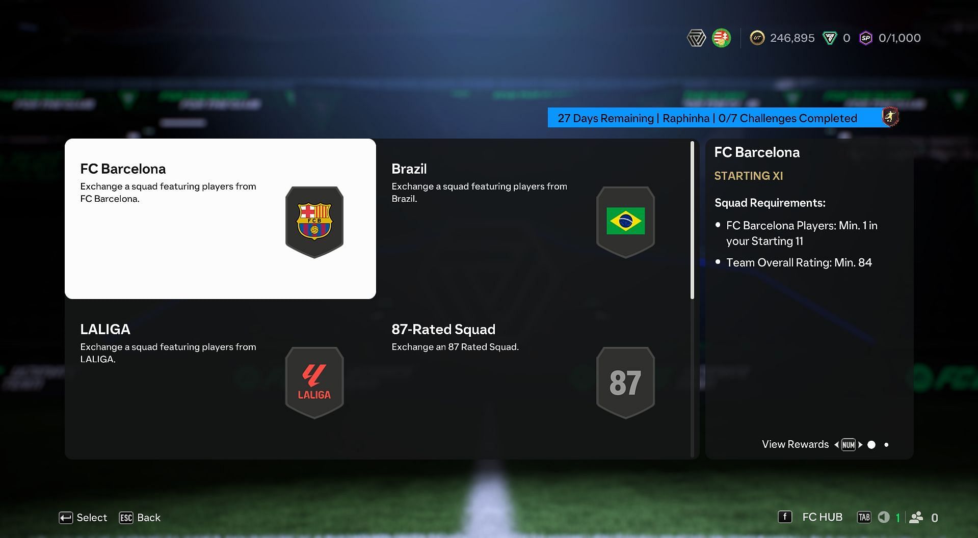 Tasks to complete the Raphinha WT SBC (Image via Sportskeeda Gaming/EA Sports)