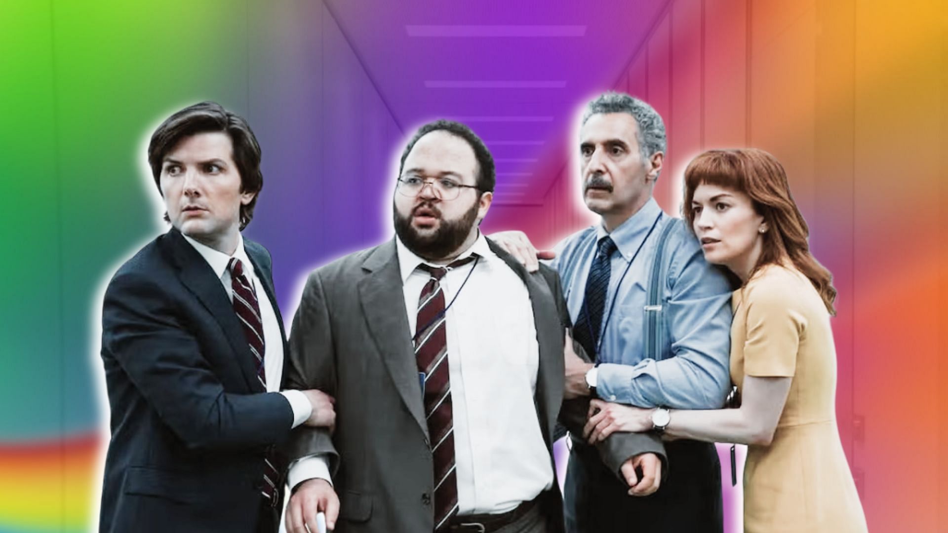 An image of the cast of the Apple TV+ series Severance (Custom cover edited by Sportskeeda, Original Image [Apple TV+])