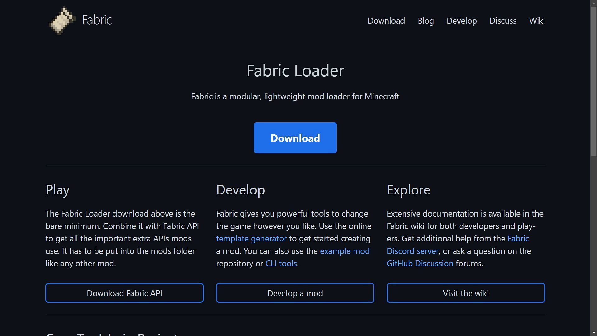 The Fabric mod loader is required to run Mod Menu (Image via Fabricmc)