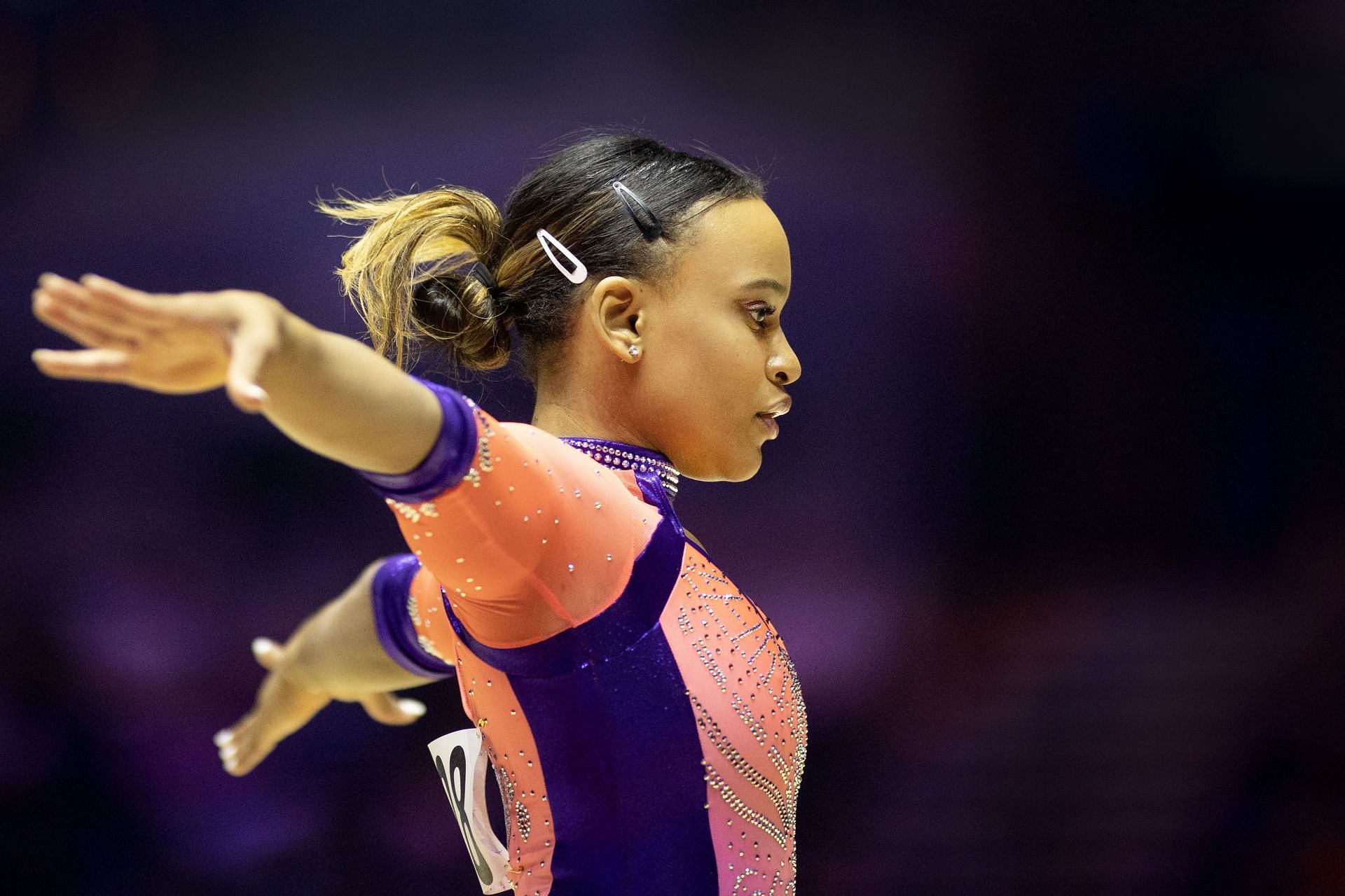 Andrade doing her floor exercises routine during the World Gymnastics Championships in Liverpool (Image via: Getty Images)