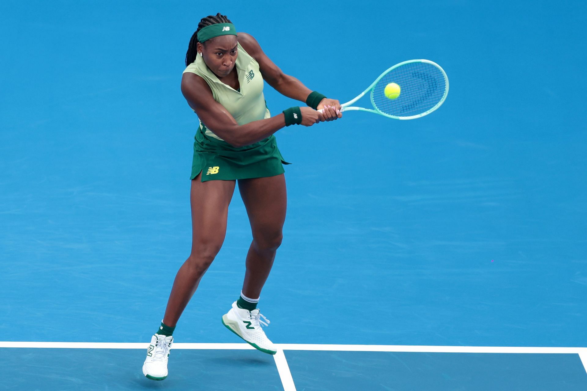 Gauff in action at the Qatar TotalEnergies Open - Source: Getty