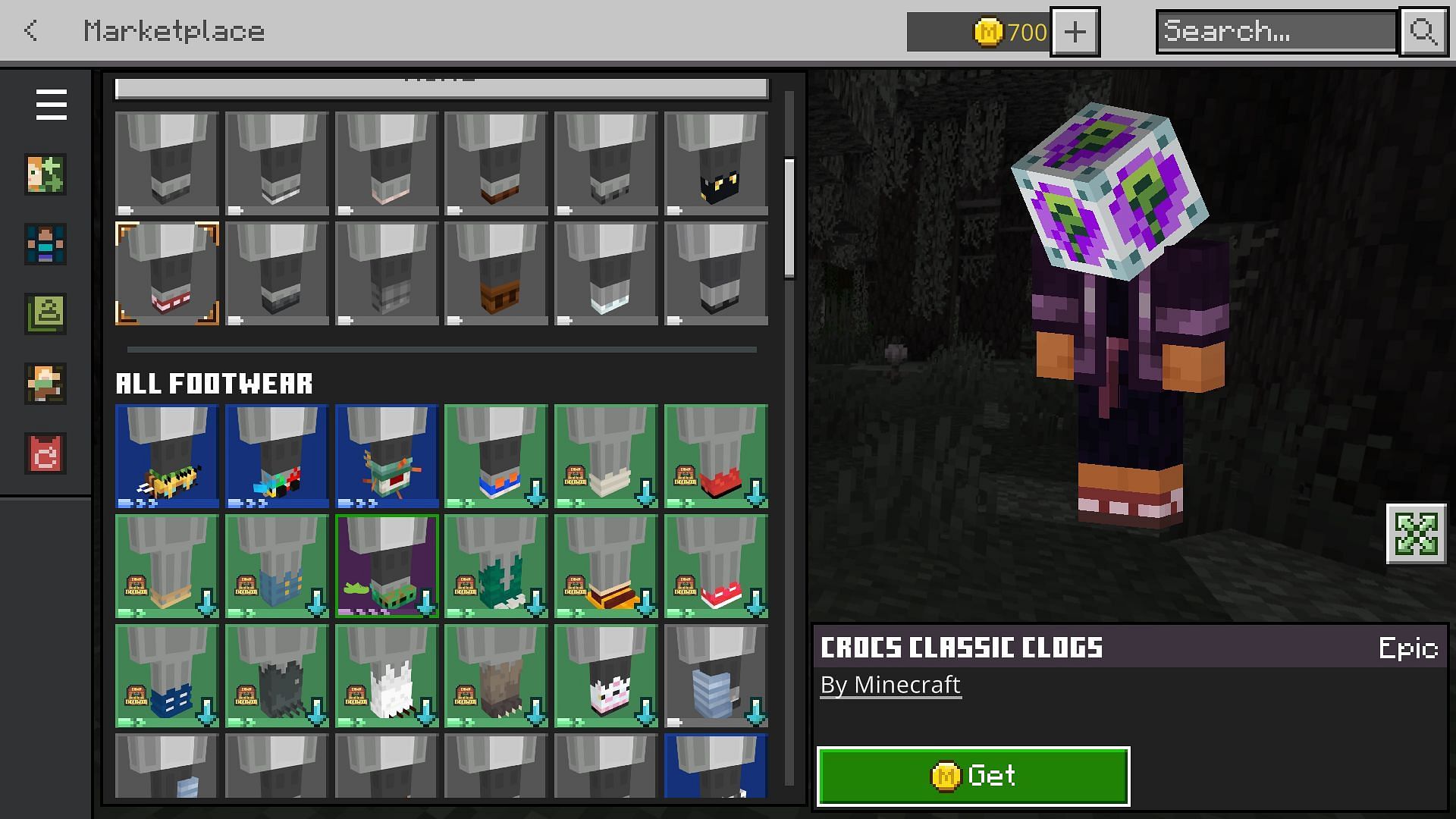 You can get your hands on the Minecraft x Crocs footwear from the Dressing Room (Image via Sportskeeda Gaming || Mojang Studios)