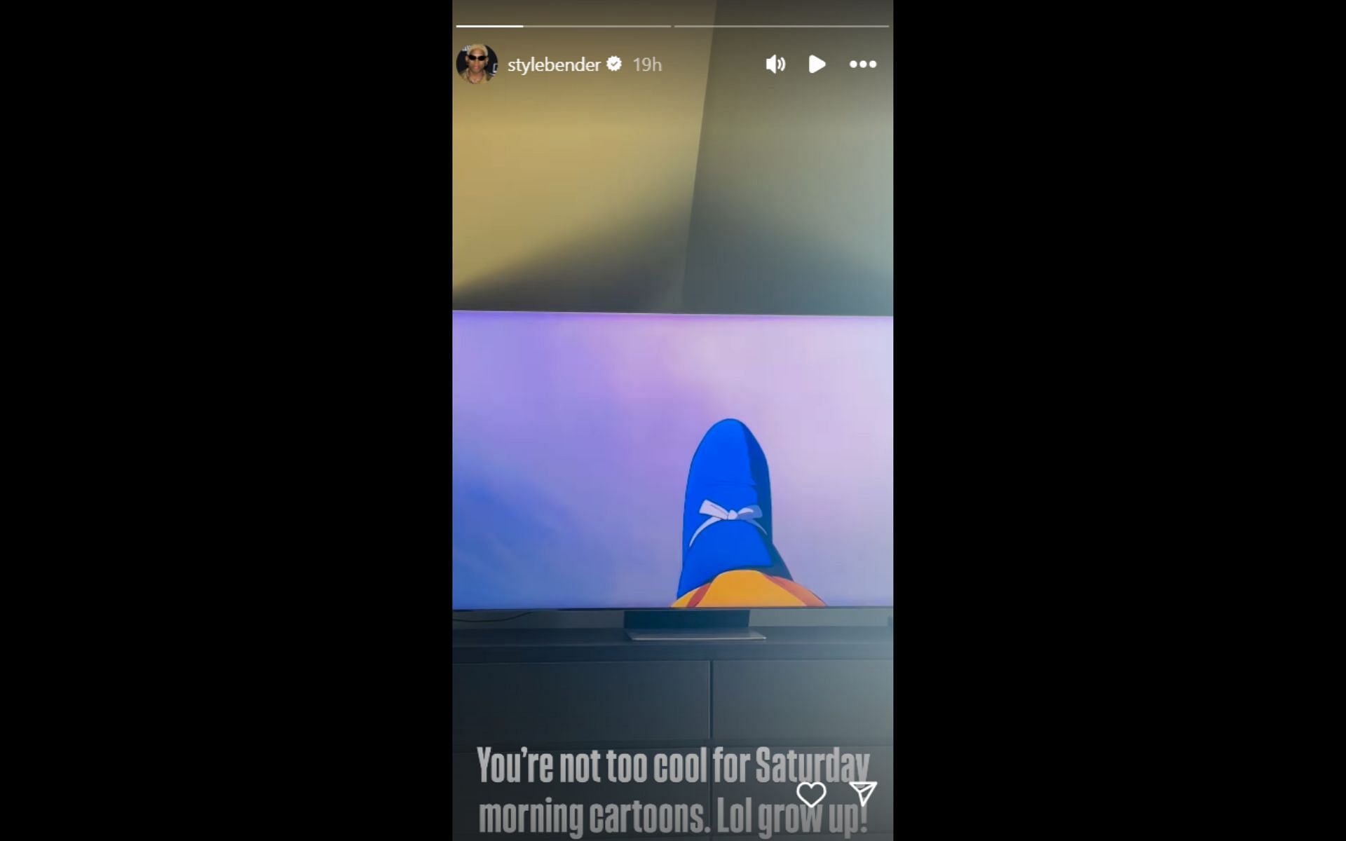 Screenshot of Israel Adesanya&#039;s story about watching Saturday morning cartoons. [Image courtesy: @stylebender]