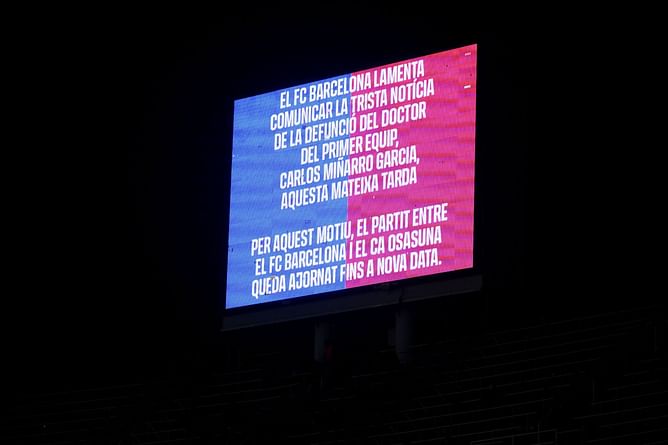 Barcelona match against Osasuna postponed 30 mins before kick-off as reason comes to light