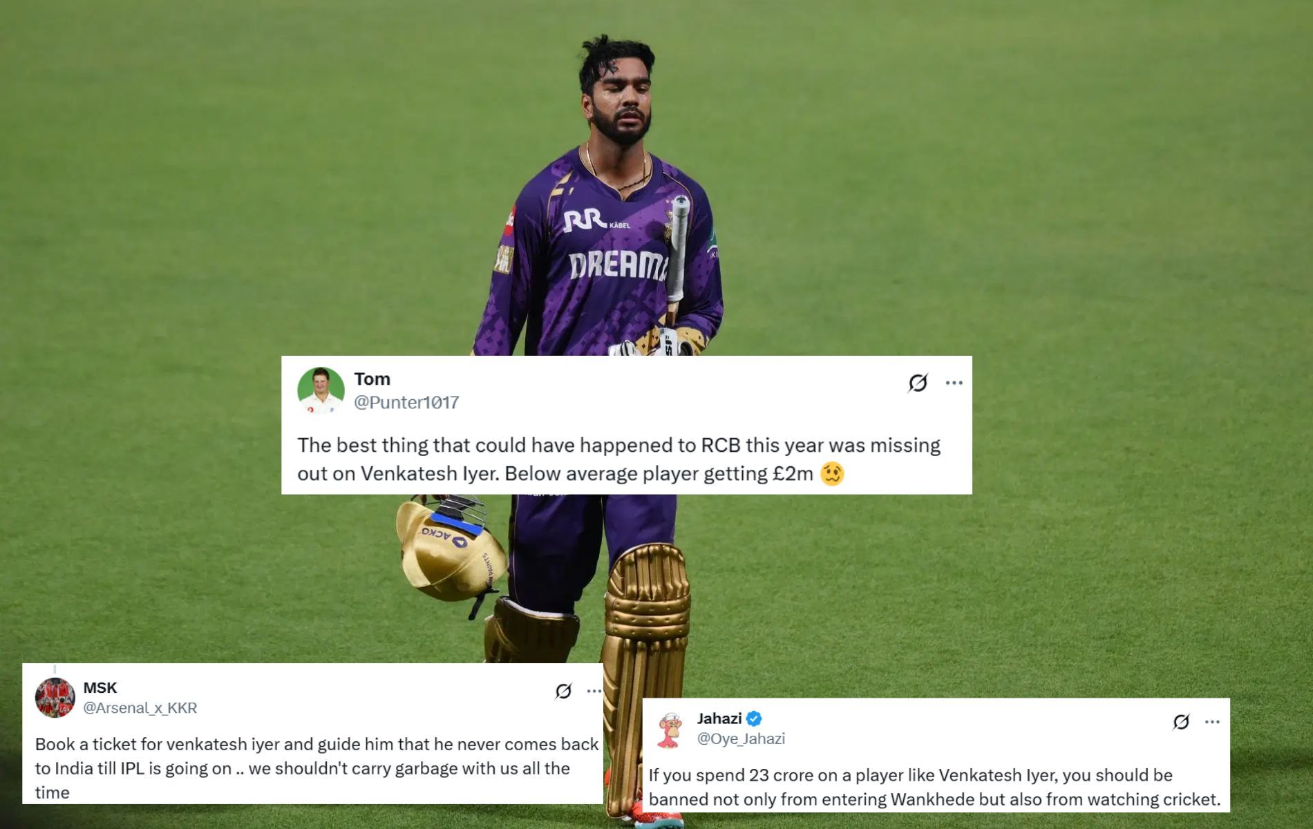 "Best thing that could have happened to RCB this year" - Fans troll Venkatesh Iyer for another failure in MI vs KKR IPL 2025 clash