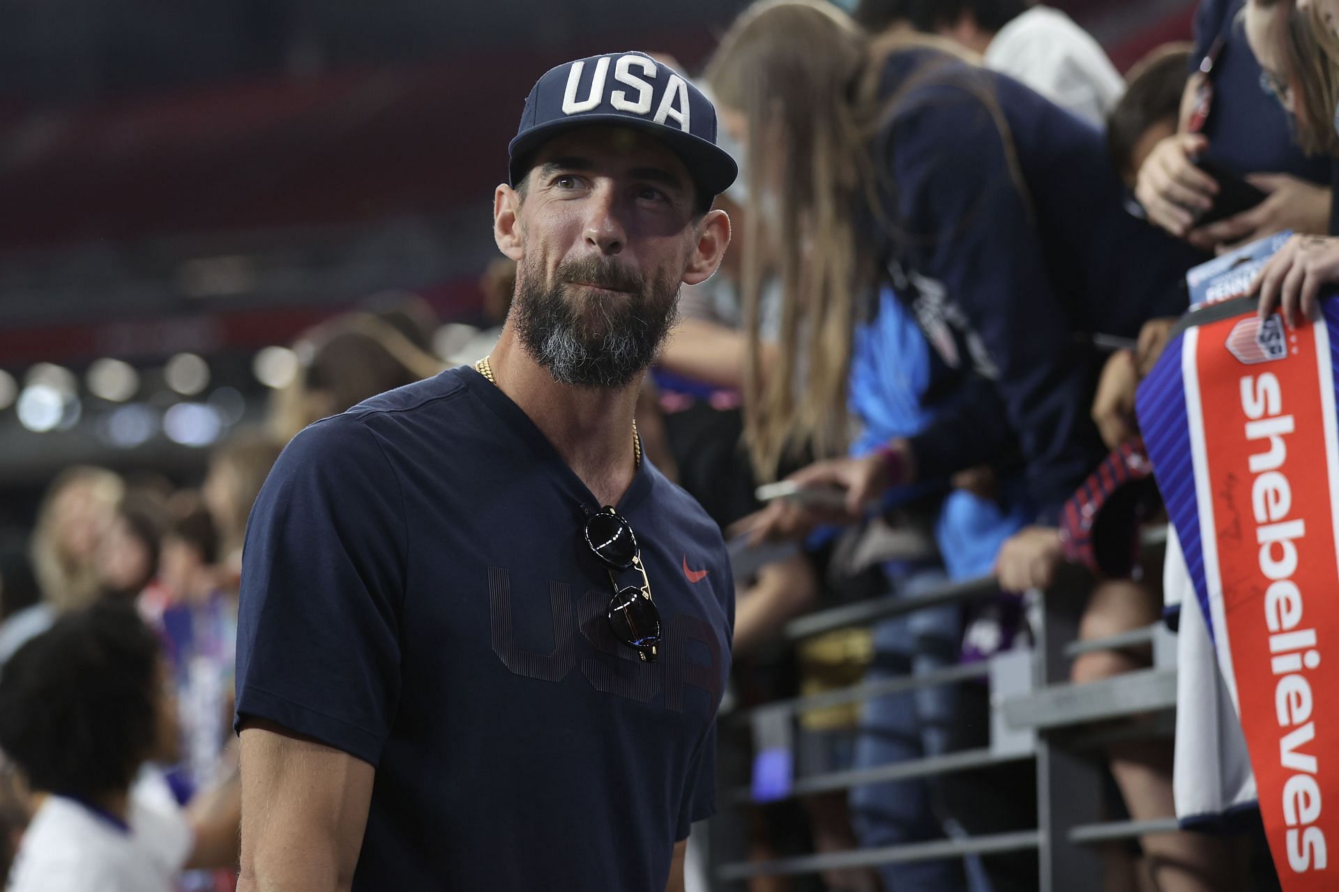 Michael Phelps during the 2025 SheBelieves Cup - Source: Getty