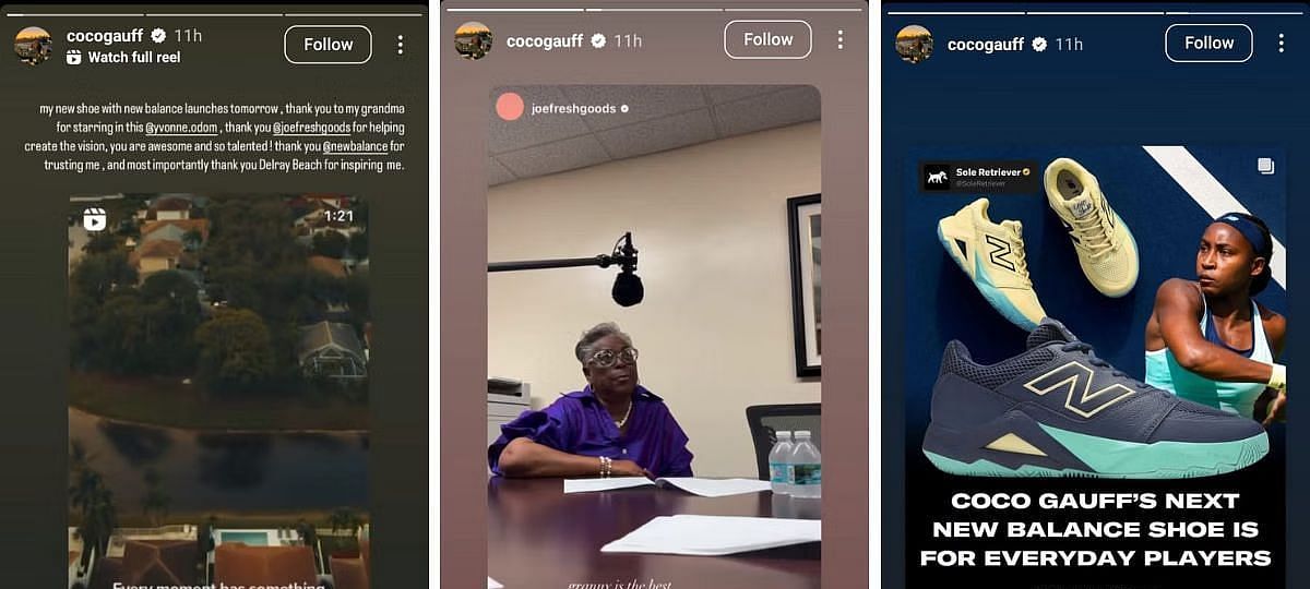 Screengrab of Coco Gauff&#039;s Instagram stories (@cocogauff)