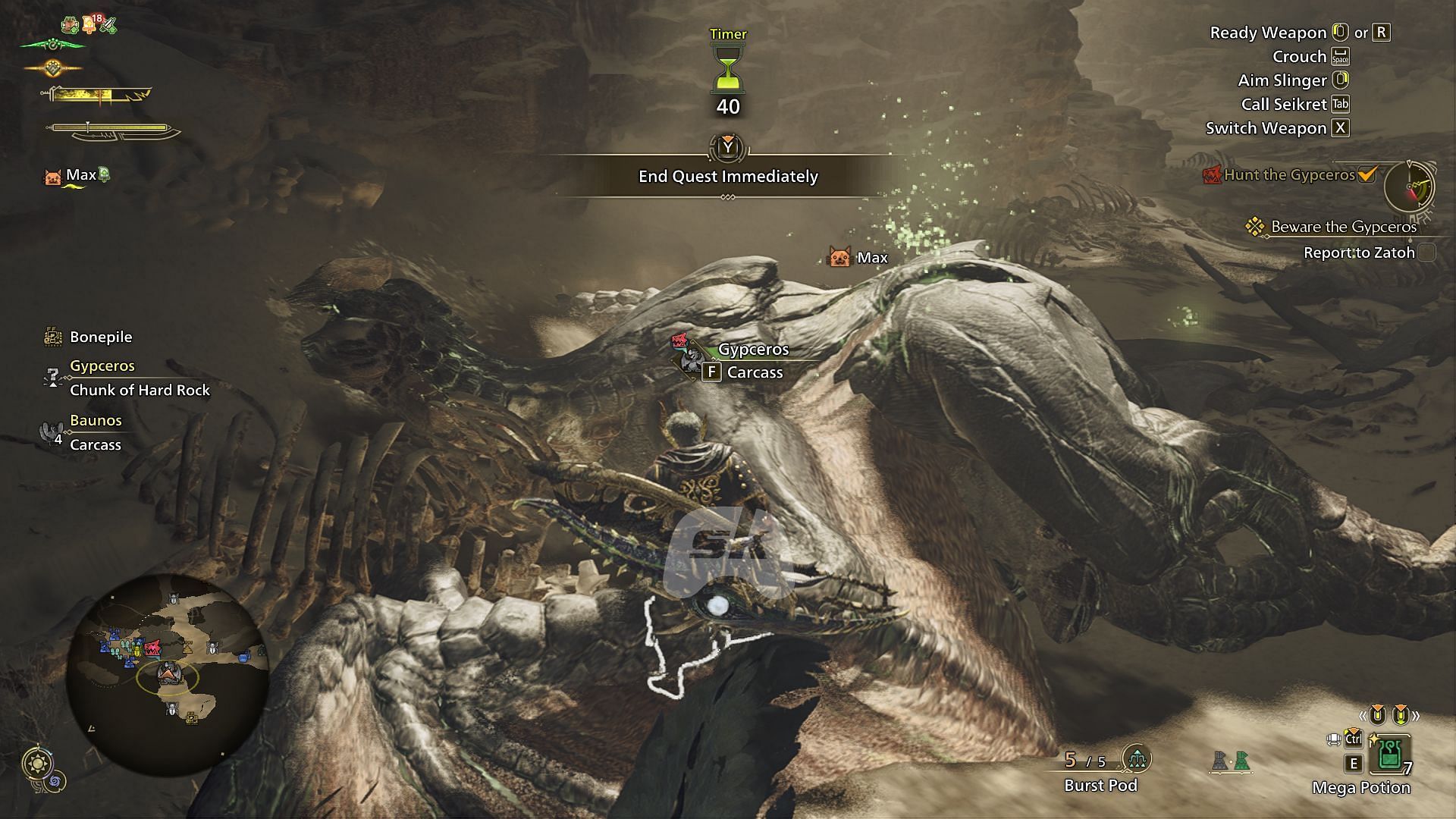 Try breaking Gypceros&#039; head first to make the fight easier (Image via Sportskeeda Gaming || Capcom)