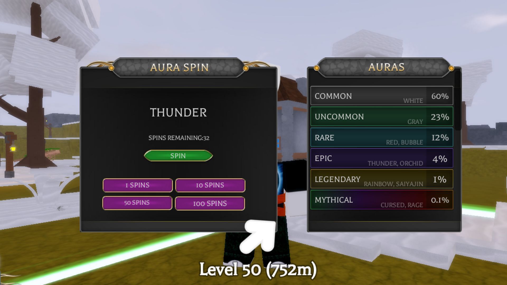 Aura Spins gacha in Grimoires Era (Image via Roblox)